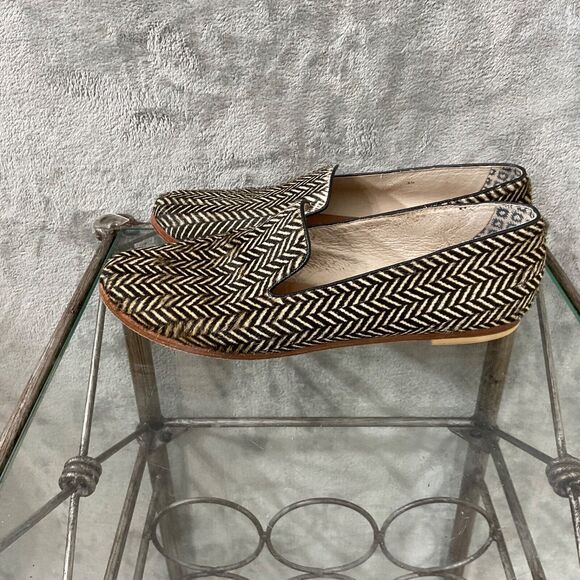 Matt Bernson Calf Hair Herringbone Flats Shoes Women's Size 8 Brown/Black - Picture 1 of 16